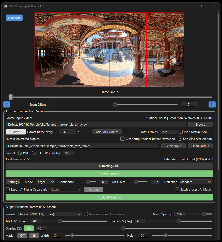 360 Stills Prep Tool interface