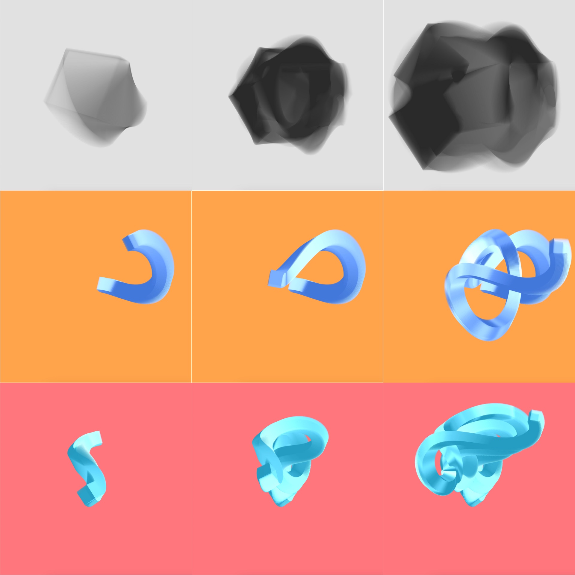 Light box variations - geometric forms with different lighting and color schemes