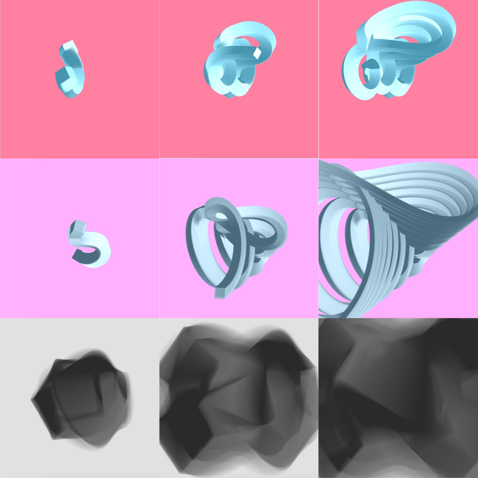 Light box variations - twisted forms and close-up details