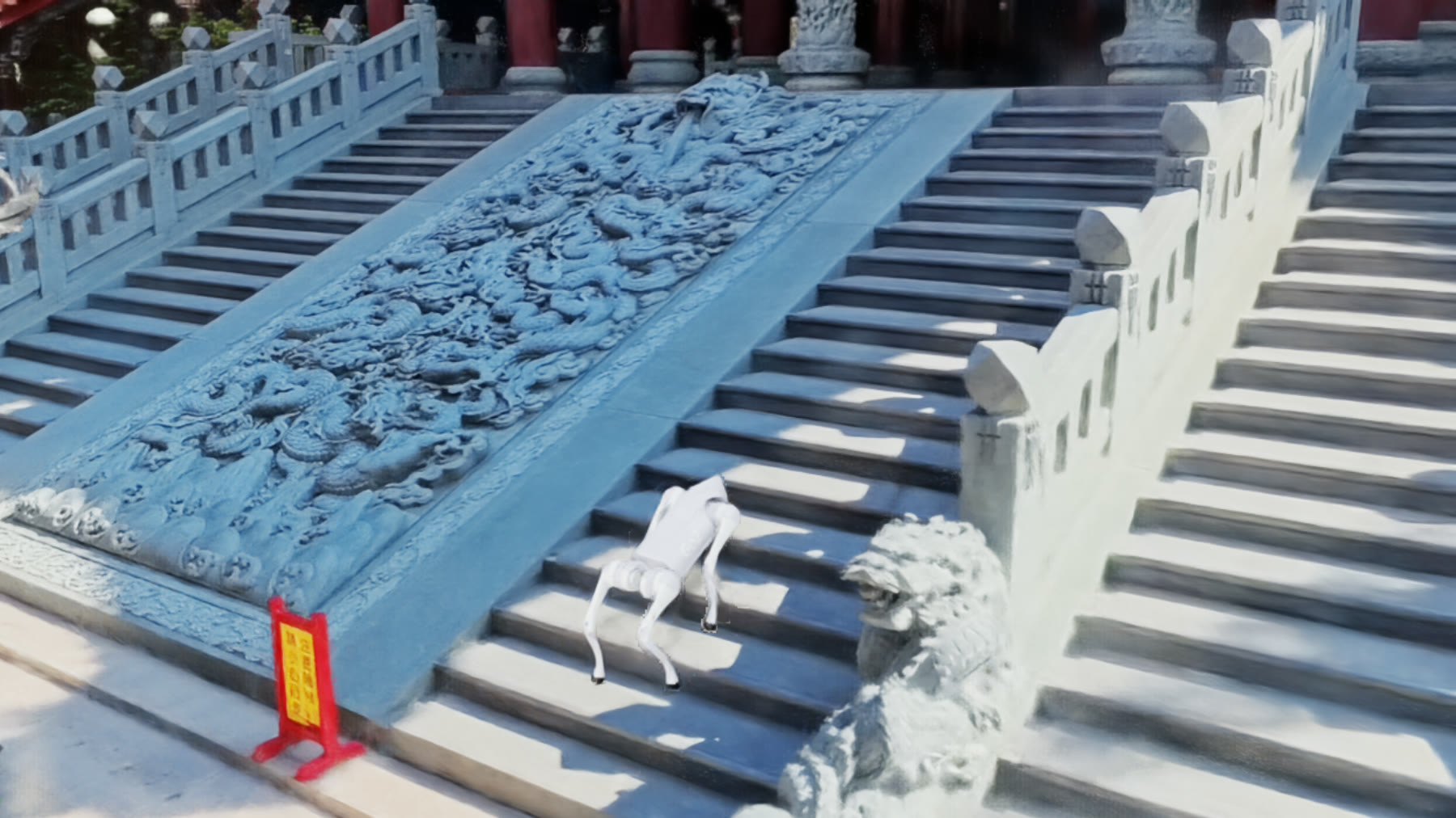 Robotic Dog Training in a Reconstructed Temple