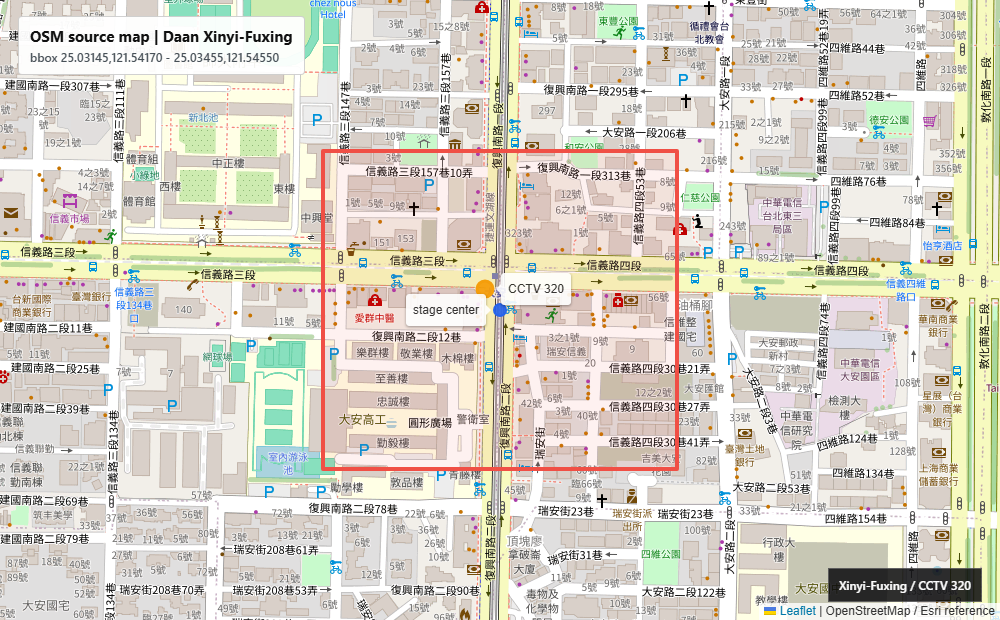OpenStreetMap reference for the Daan study area