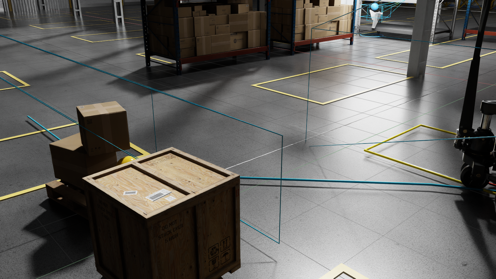 Receiving lane event overlay in the smart warehouse digital twin