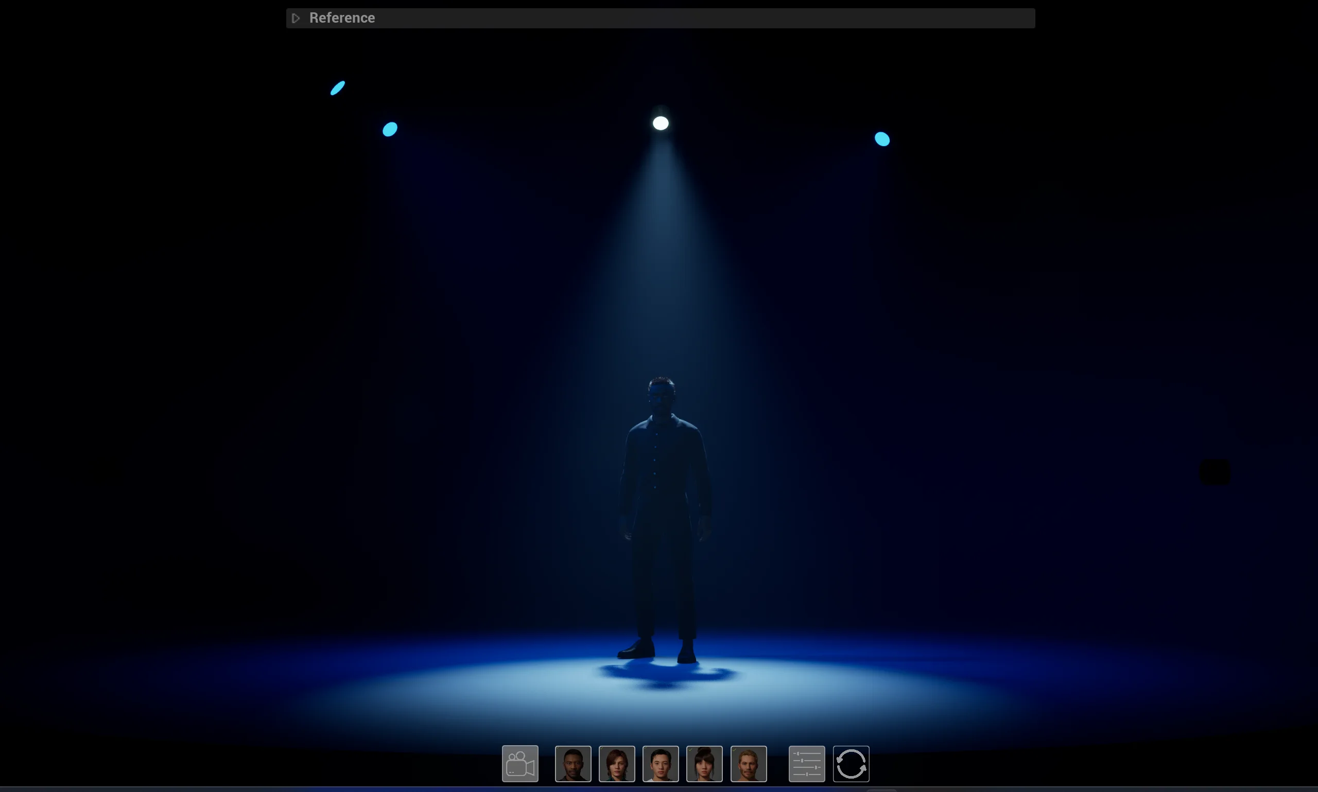 Blue silhouette with top light