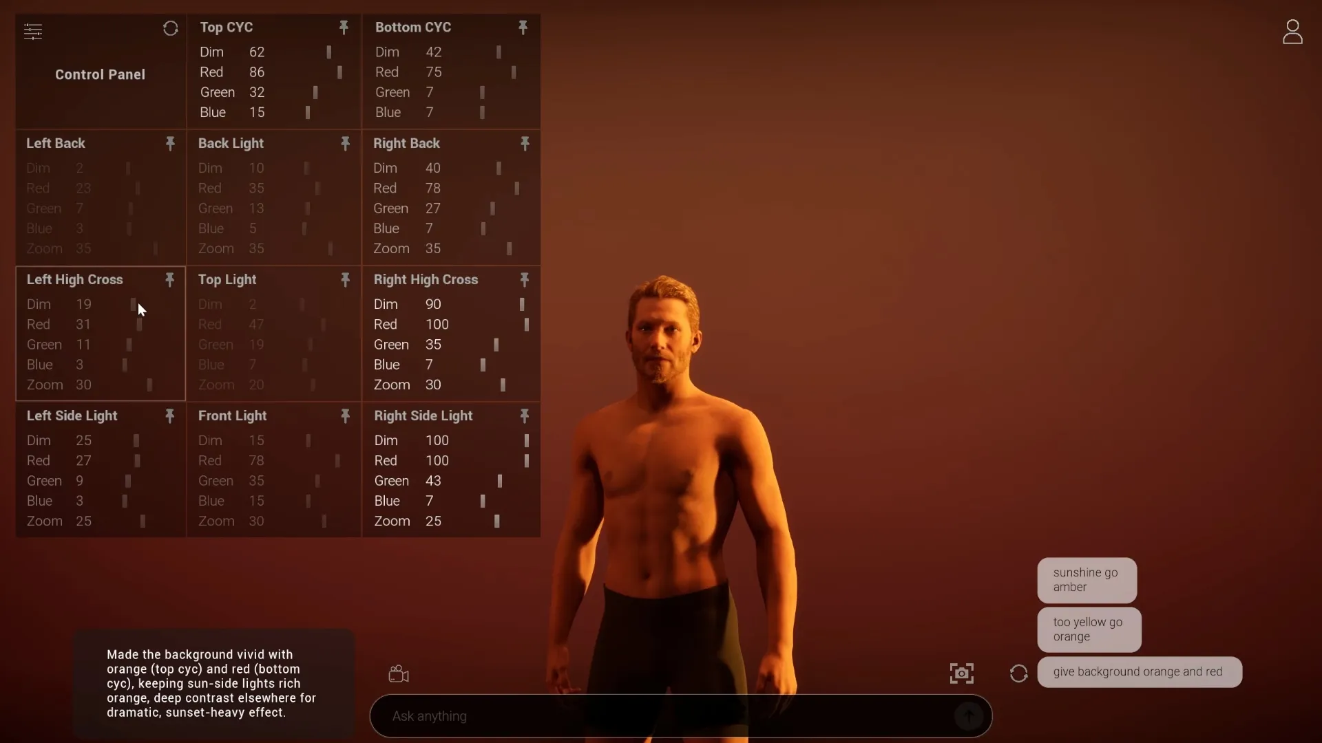 GenLight User Interface with all controls