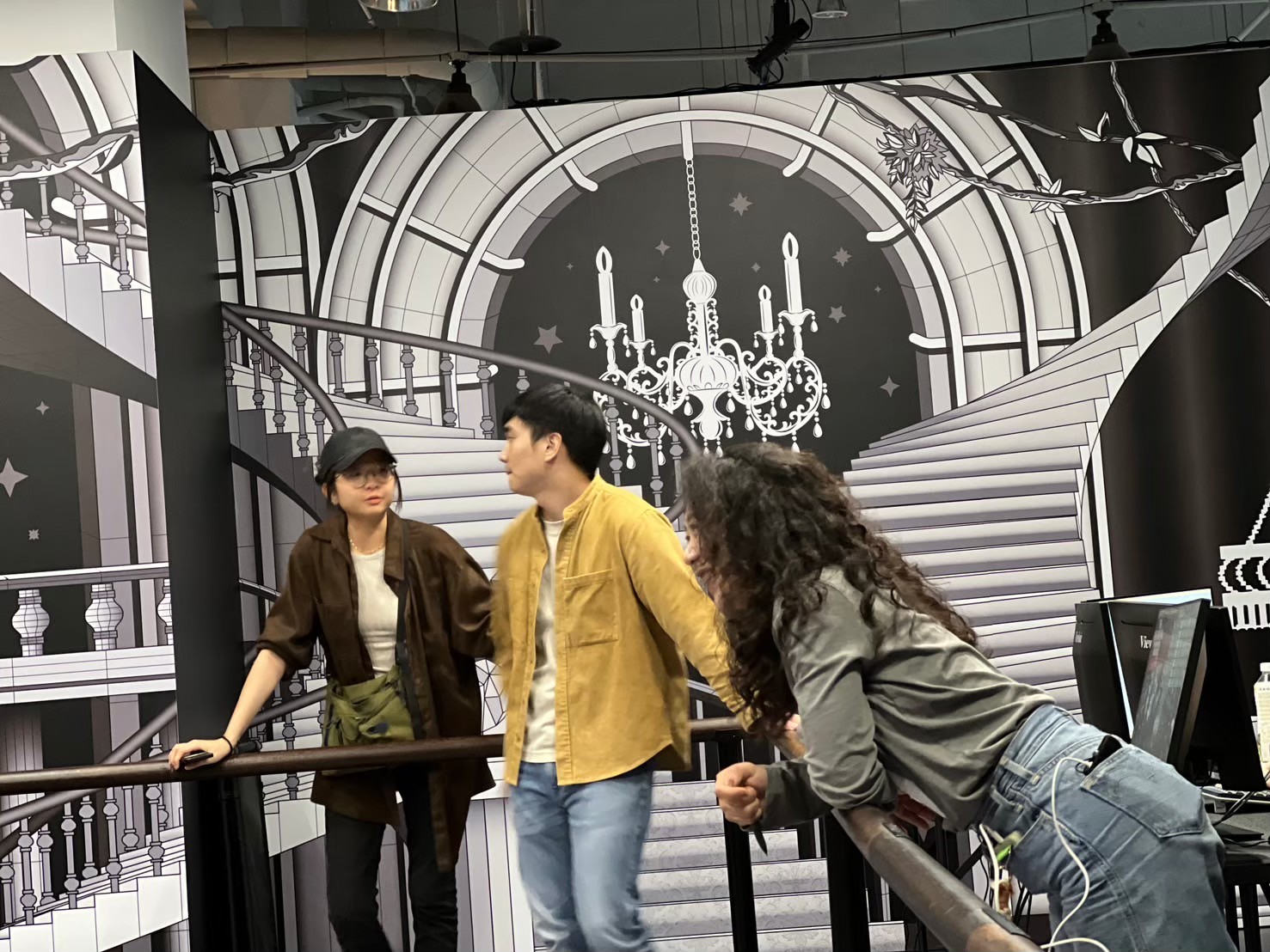 Crew members at the venue