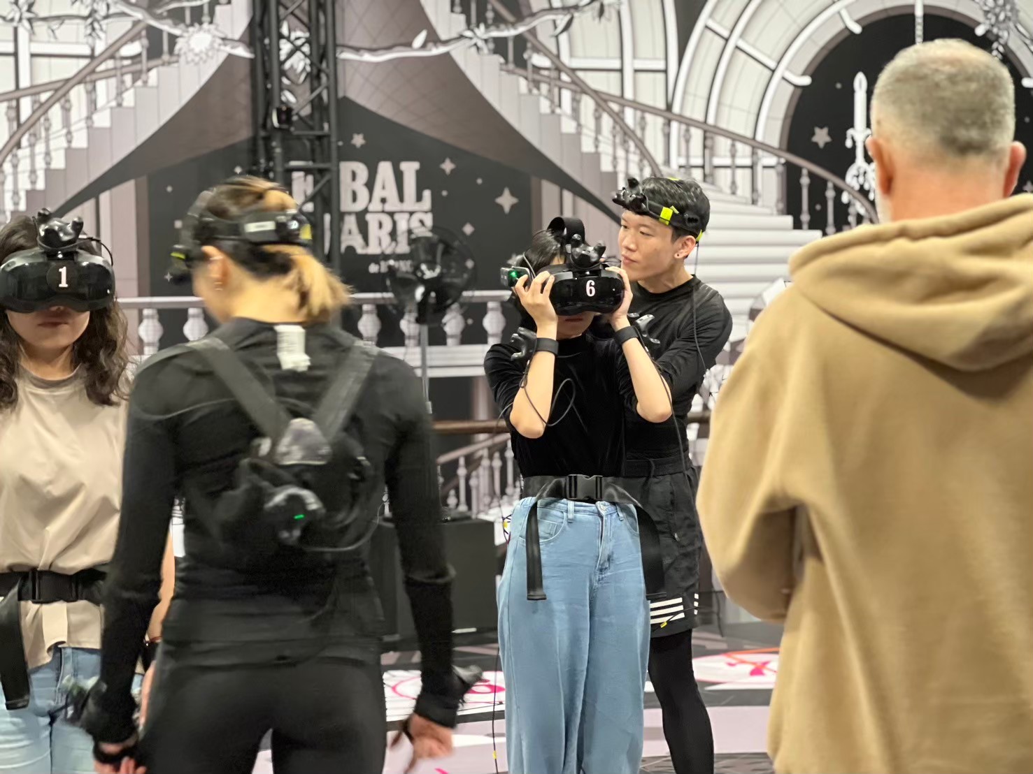 Preparing VR headset for audience member