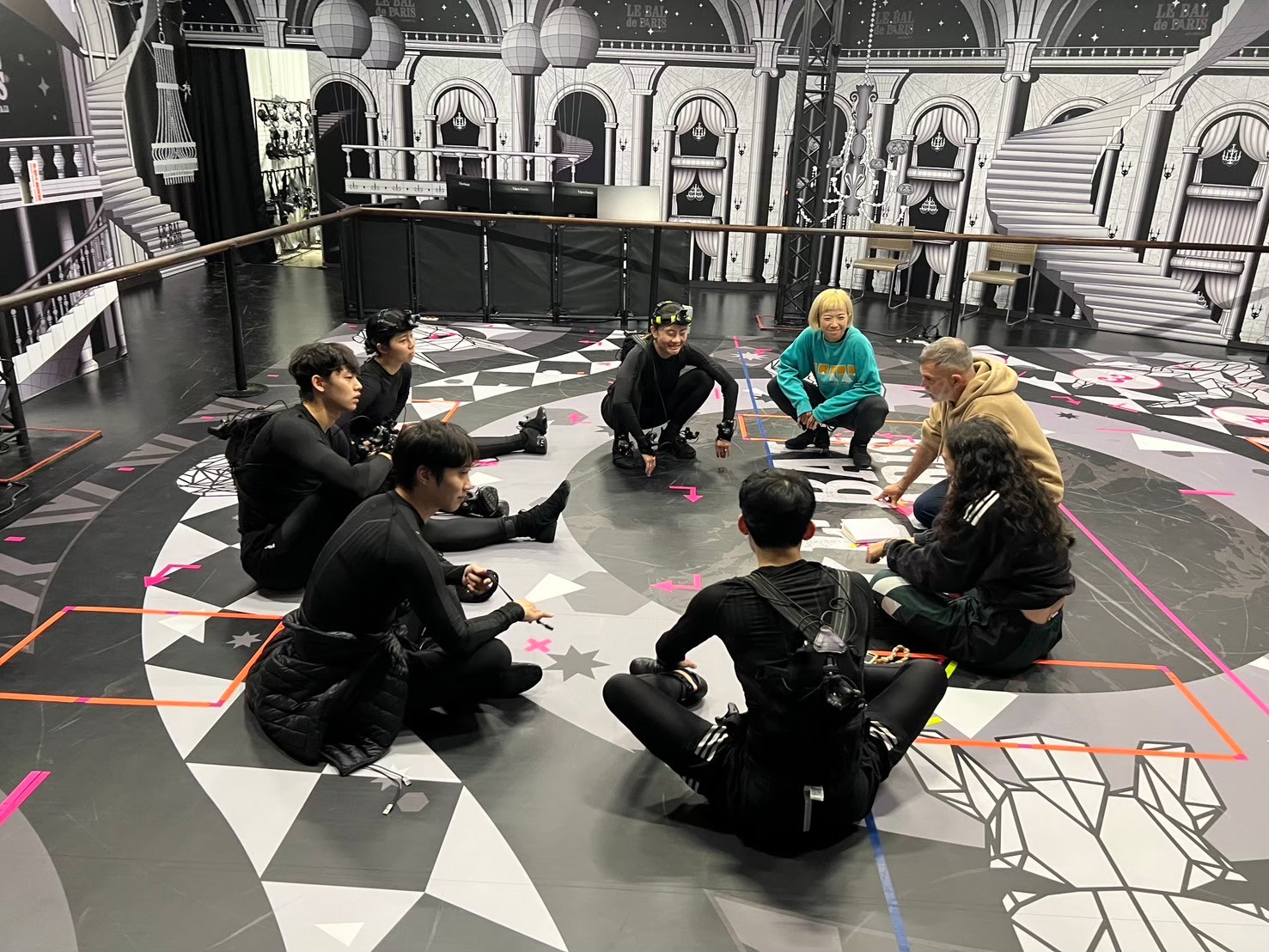 Cast and crew rehearsal circle