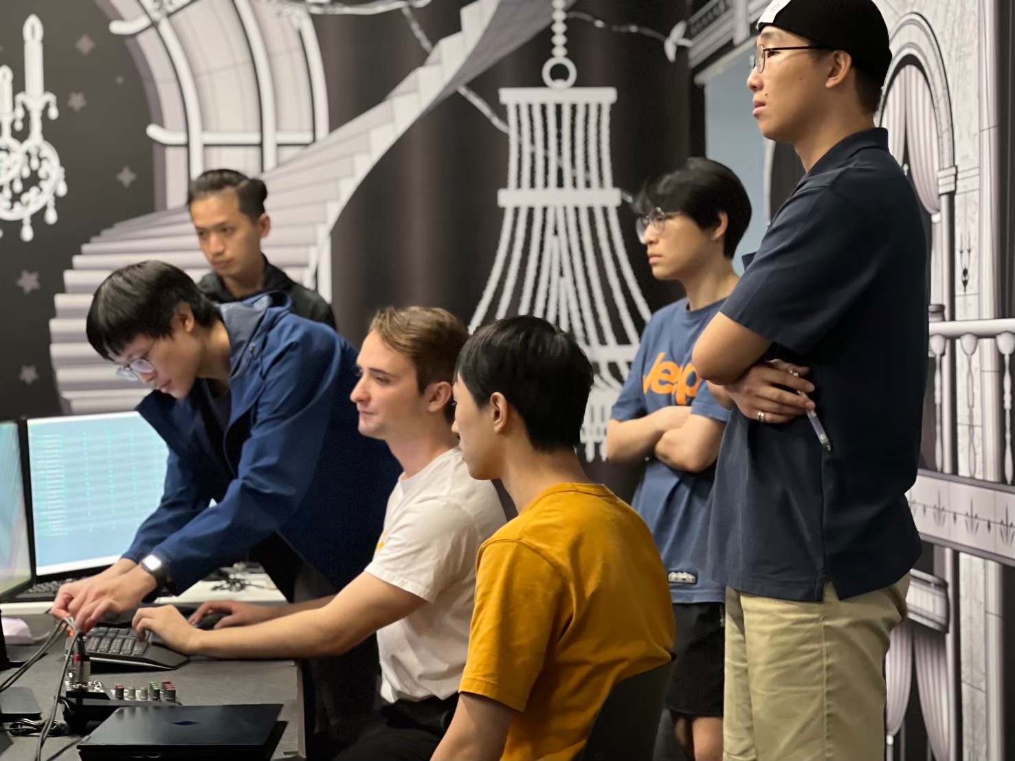 Tech team at workstation