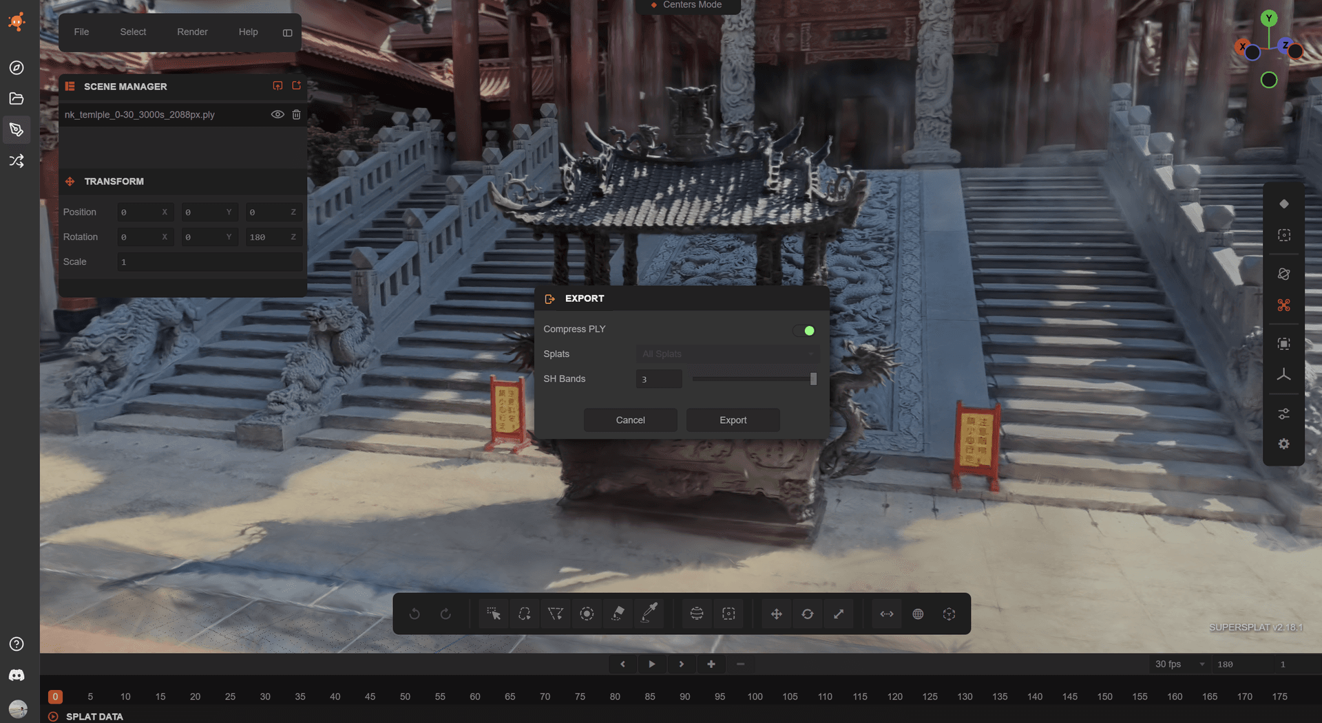 SuperSplat export compression settings