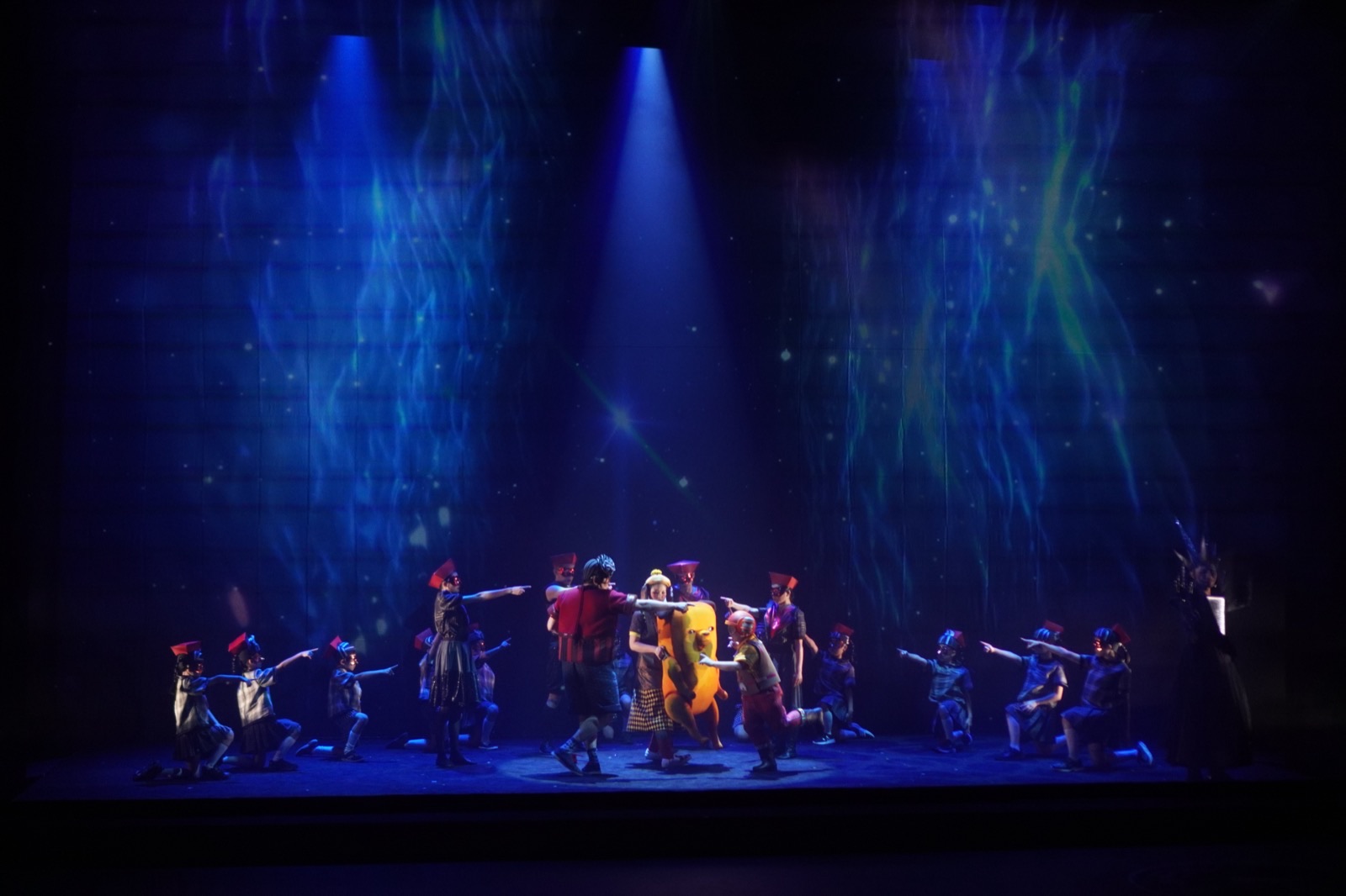 Full ensemble in blue circle formation