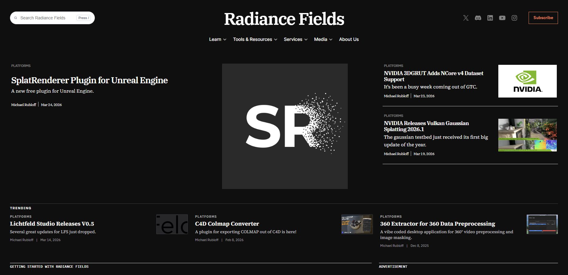 SplatRenderer featured on Radiance Fields homepage alongside NVIDIA