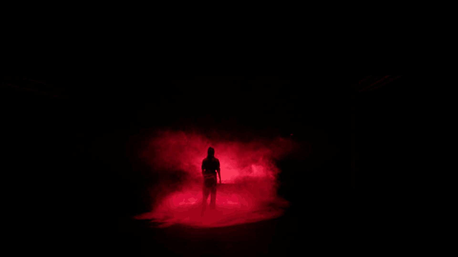 Red smoke silhouette
