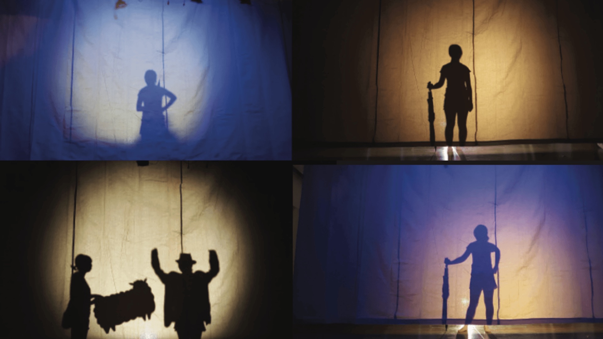 Silhouette projection tests on backdrop